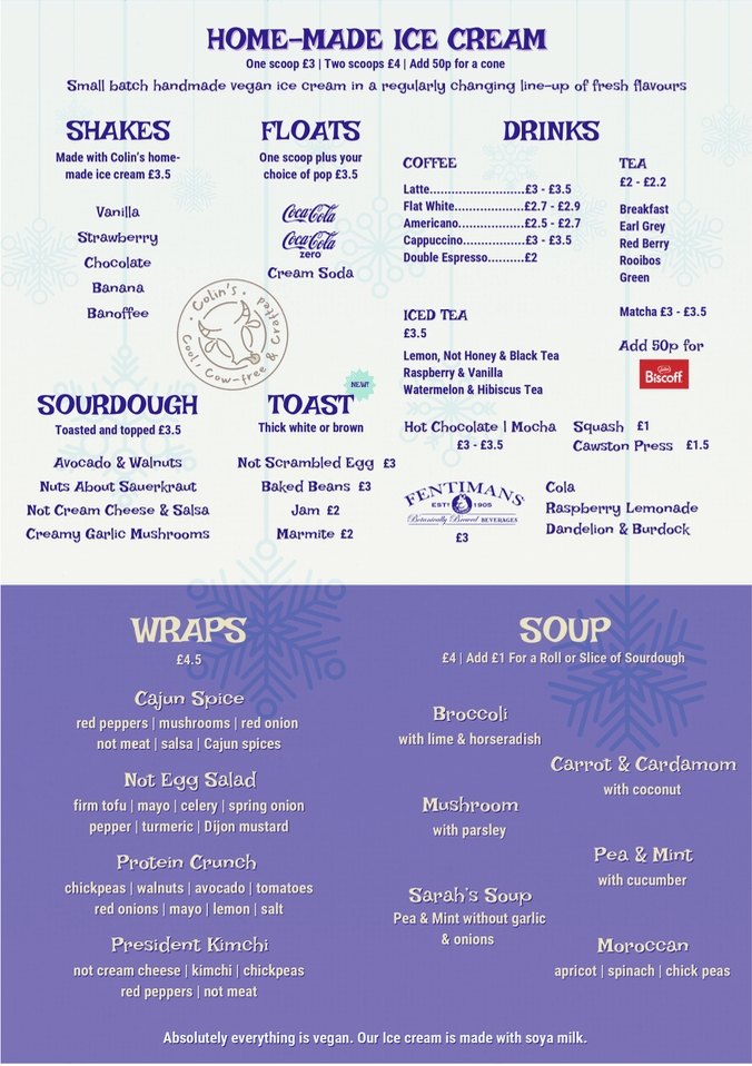 Colin's Winter Menu